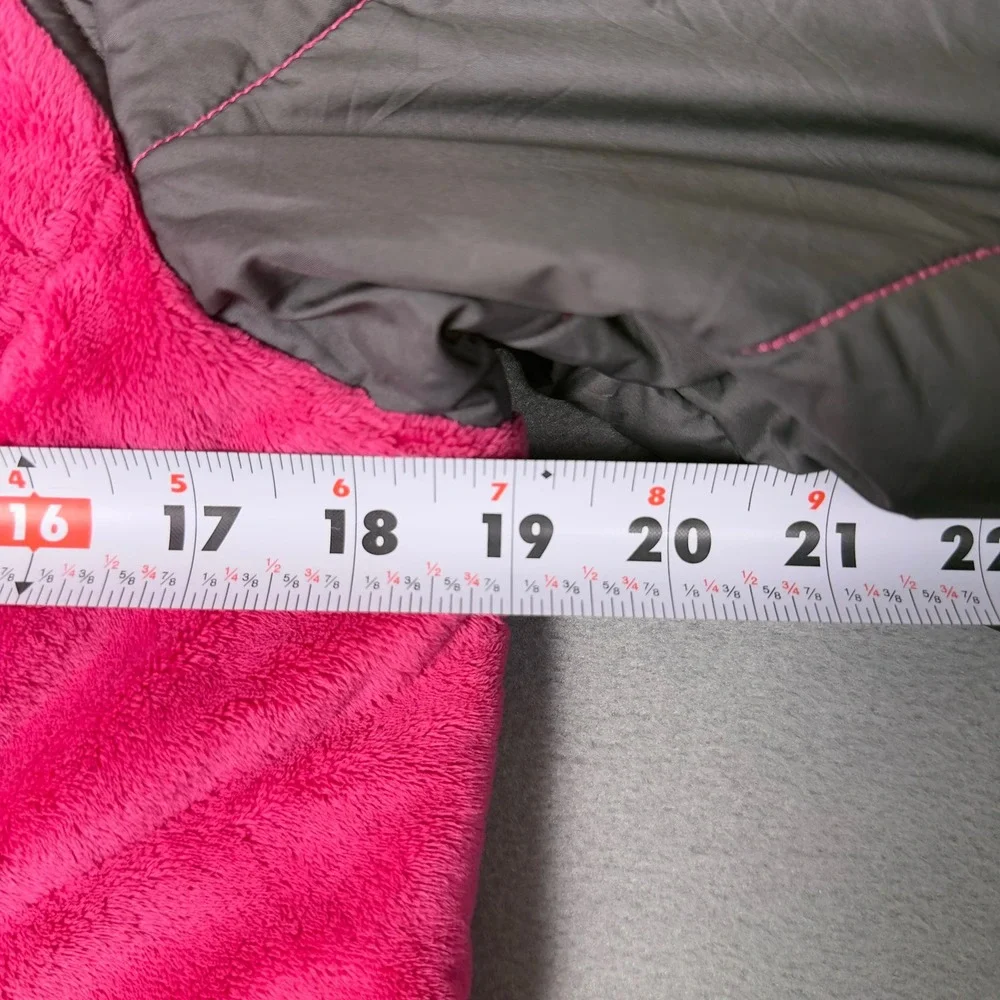 North Face Girls XL Pink Grey Hybrid Fleece Hooded Jacket fits Womens XS/S‎